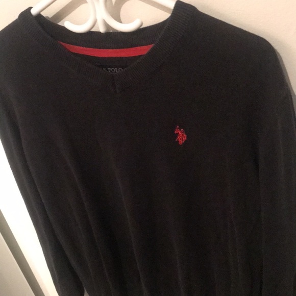 Supremely Stylish US Polo Assn Black Sweater with Blood Red Logo and Trim 🔥 - Picture 2 of 6